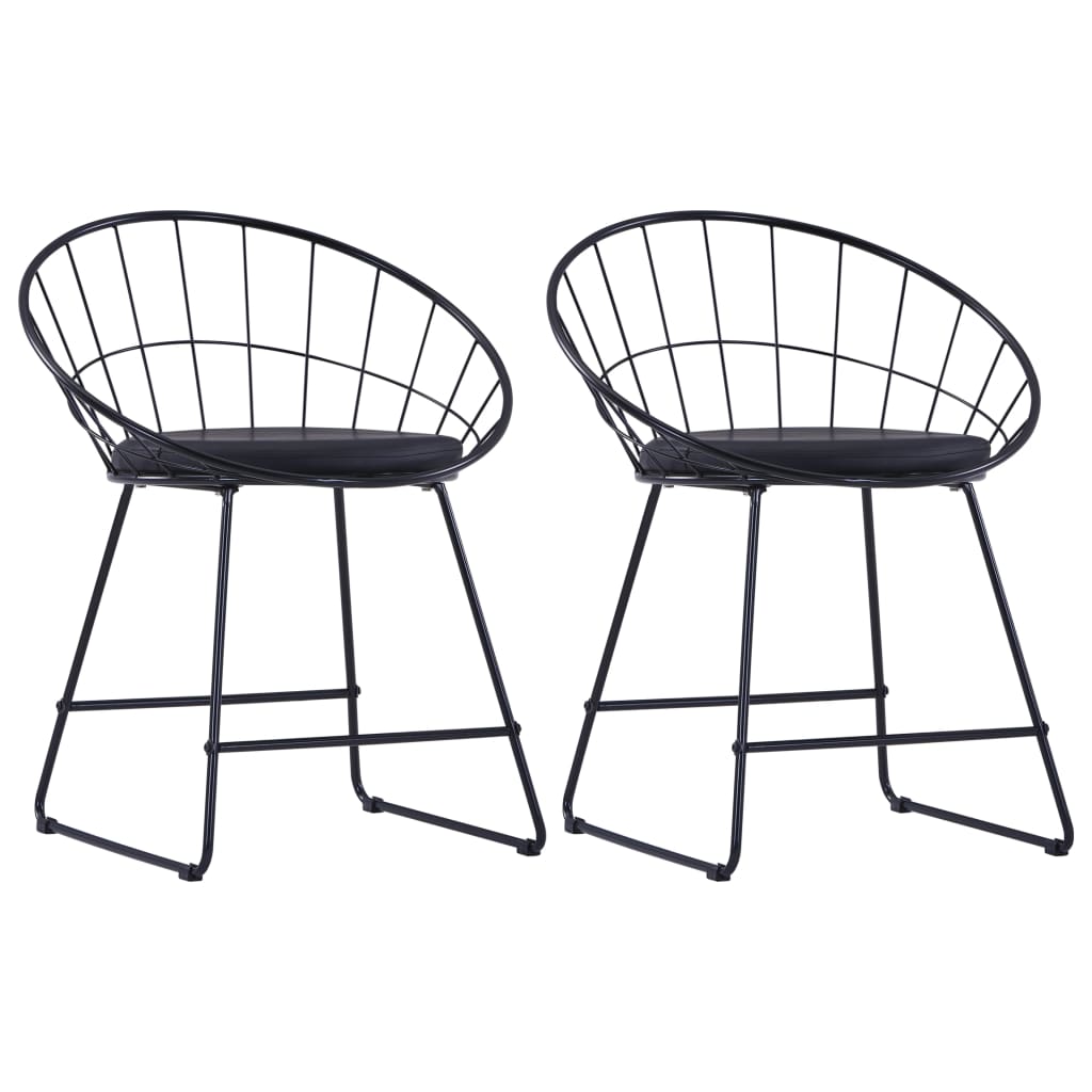 Vidaxl sillas de comedor asientos de cuero sintético 2 uds acero negro