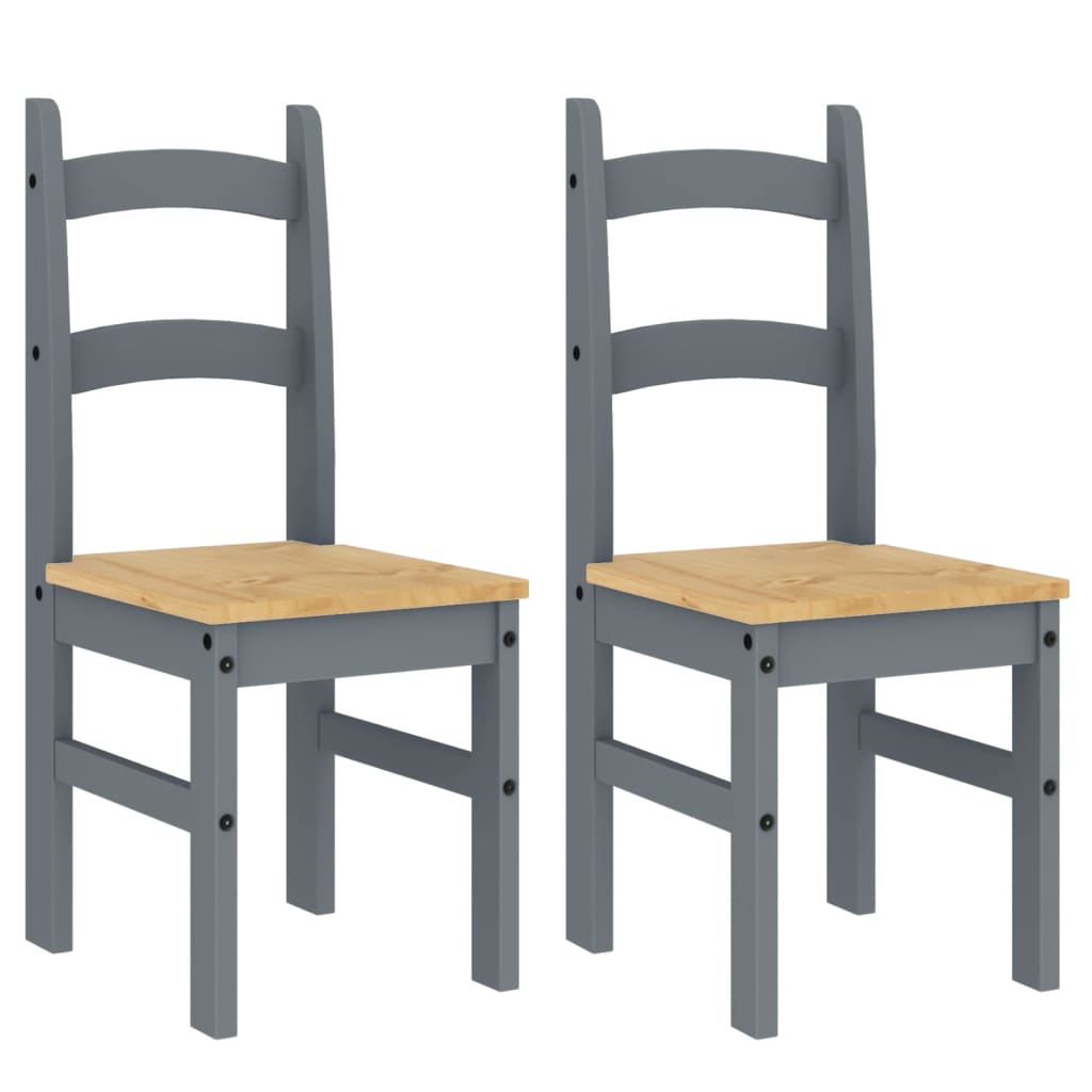 Vidaxl sillas de comedor 2 uds madera maciza de pino gris 40x46x99 cm