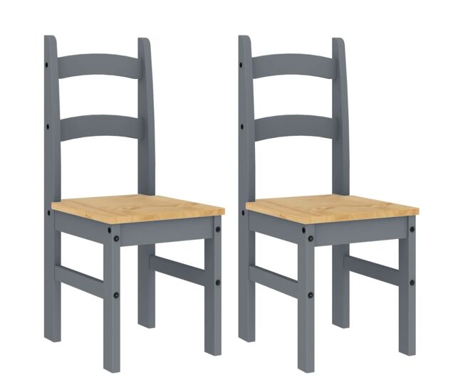 Vidaxl sillas de comedor 2 uds madera maciza de pino gris 40x46x99 cm