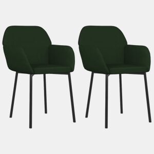 vidaXL Cadeiras de jantar 2 pcs veludo verde-escuro