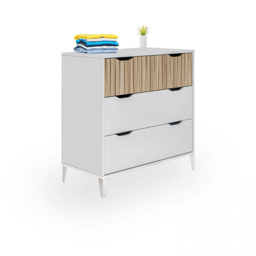 Cómoda Nitza On Blanco Artik (Blanco Mate) - Natur 70,5 x 76 x 40 cm