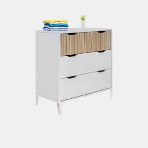 Cómoda Nitza On Blanco Artik (Blanco Mate) - Natur 70,5 x 76 x 40 cm
