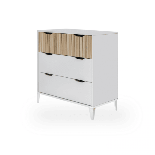 Cómoda Nitza On Blanco Artik (Blanco Mate) - Natur 70,5 x 76 x 40 cm