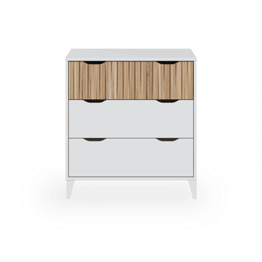 Cómoda Nitza On Blanco Artik (Blanco Mate) - Natur 70,5 x 76 x 40 cm