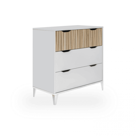 Cómoda Nitza On Blanco Artik (Blanco Mate) - Natur 70,5 x 76 x 40 cm