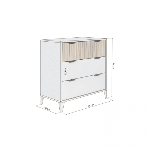 Cómoda Nitza On Blanco Artik (Blanco Mate) - Natur 70,5 x 76 x 40 cm