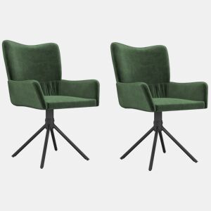 vidaXL Cadeiras de jantar giratorias 2 pcs veludo verde-escuro