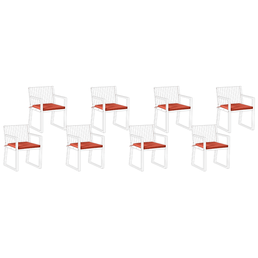 Conjunto de 8 almofadas de cadeira para jardim SASSARI PREMIUM 46 x 46 cm Vermelho