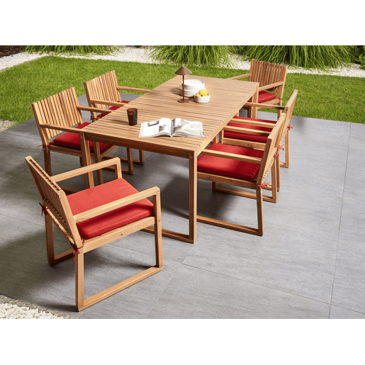 Conjunto de 8 almofadas de cadeira para jardim SASSARI PREMIUM 46 x 46 cm Vermelho