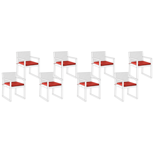Conjunto de 8 almofadas de cadeira para jardim SASSARI PREMIUM 46 x 46 cm Vermelho