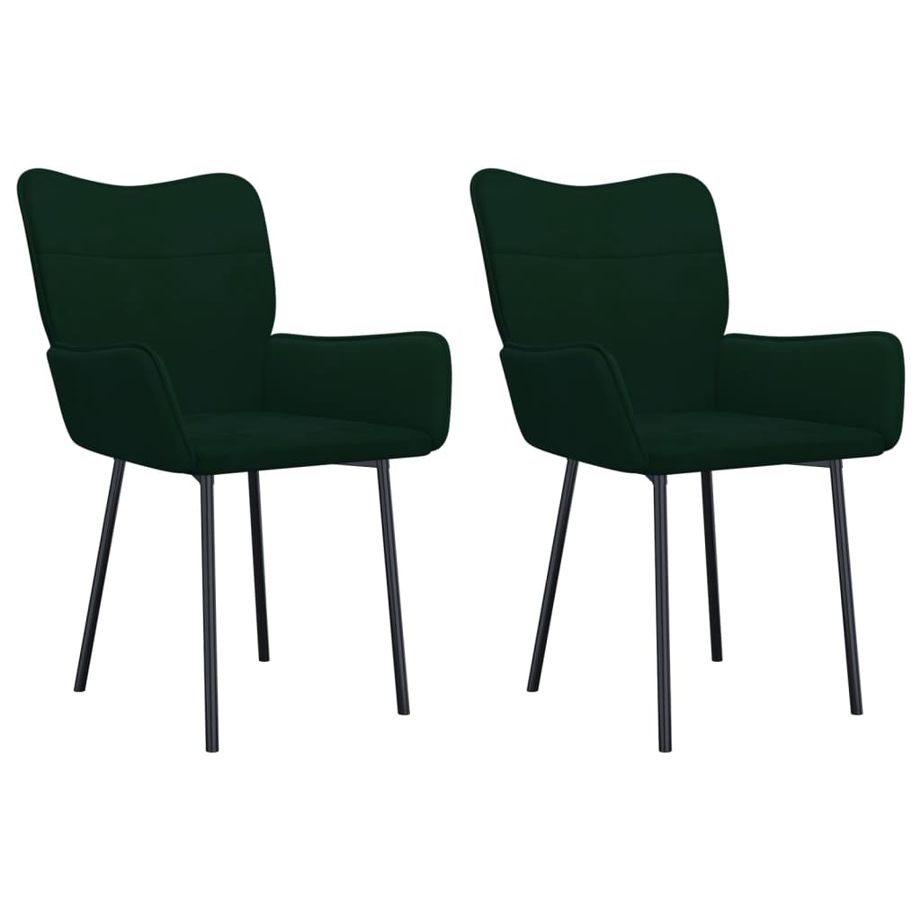 Vidaxl sillas de comedor 2 unidades terciopelo verde oscuro