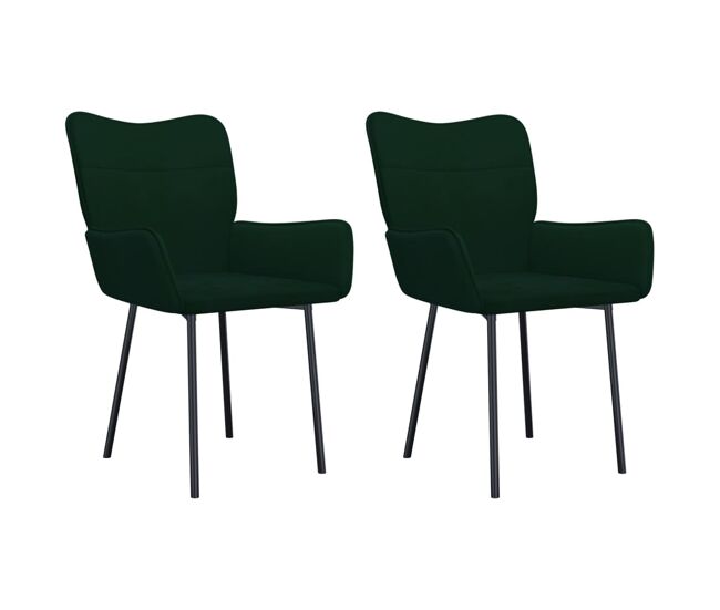 Vidaxl sillas de comedor 2 unidades terciopelo verde oscuro