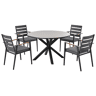 Conjunto de refeições de jardim 4 lugares MALETTOTAVIANO com almofadas Metal CinzentoPreto