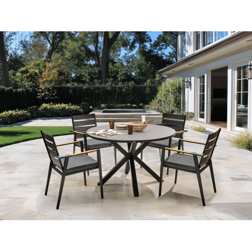 Conjunto de refeições de jardim 4 lugares MALETTOTAVIANO com almofadas Metal CinzentoPreto