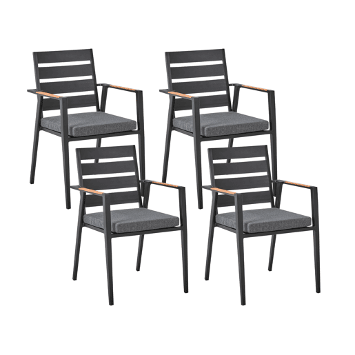 Conjunto de refeições de jardim 4 lugares MALETTOTAVIANO com almofadas Metal CinzentoPreto