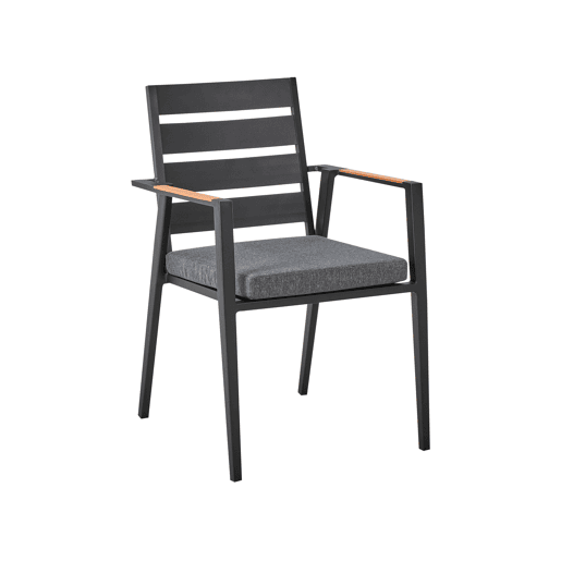 Conjunto de refeições de jardim 4 lugares MALETTOTAVIANO com almofadas Metal CinzentoPreto
