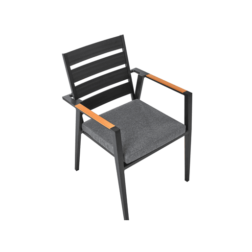 Conjunto de refeições de jardim 4 lugares MALETTOTAVIANO com almofadas Metal CinzentoPreto