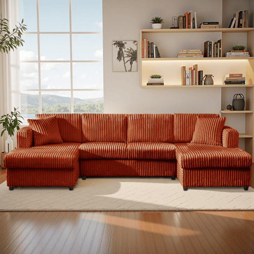 Moderno Sofá Multilugares YHL Voyura LS2219-DarkBrown - Almofada de Bombazine e Enchimento de Espuma - Castanho Escur