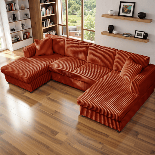 Moderno Sofá Multilugares YHL Voyura LS2219-DarkBrown - Almofada de Bombazine e Enchimento de Espuma - Castanho Escur