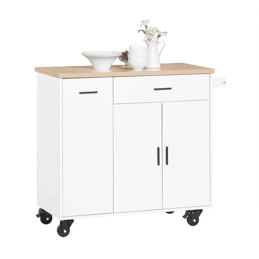Carrinho de serviço multiusos com 3 portas e 1 toalheiro branco 105 x 46 x 92 cm FKW126-WN SoBuy PT