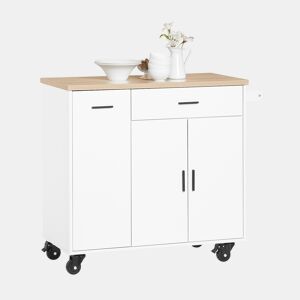 Carrinho de serviço multiusos com 3 portas e 1 toalheiro branco 105 x 46 x 92 cm FKW126-WN SoBuy PT
