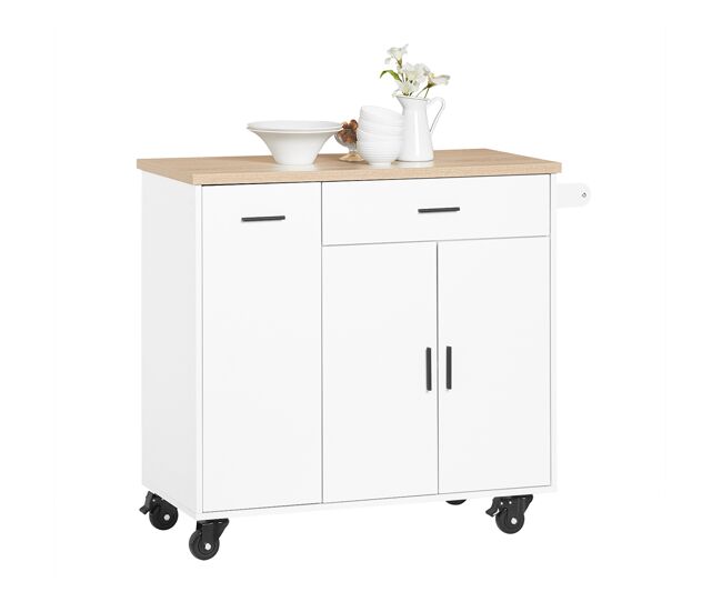 Carro multiusos de servicio con 3 puertas y 1 toallero blanco 105 x 46 x 92 cm fkw126-wn sobuy es