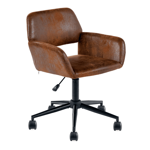 Cadeira de jantar giratória estofada ROSS KD SUEDE CASTANHO PRETO E
