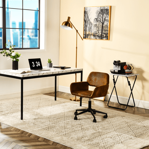 Cadeira de jantar giratória estofada ROSS KD SUEDE CASTANHO PRETO E