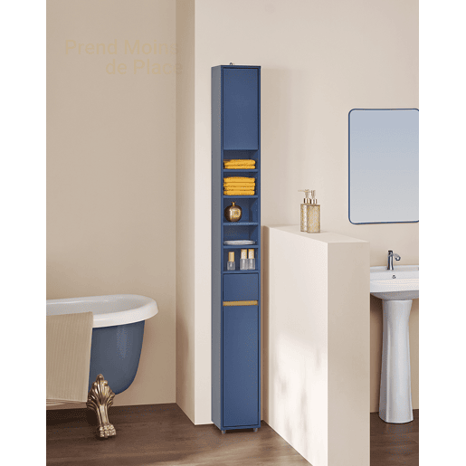 SoBuy Móvel para Banheiro Coluna com 6 Prateleiras Ajustáveis Madeira Branco 20x20x180cm BZR34-BW