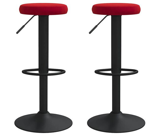 Vidaxl taburetes de cocina 2 unidades terciopelo rojo tinto