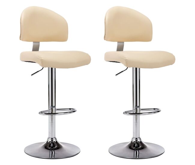 Vidaxl taburetes de cocina 2 unidades cuero sintético color crema