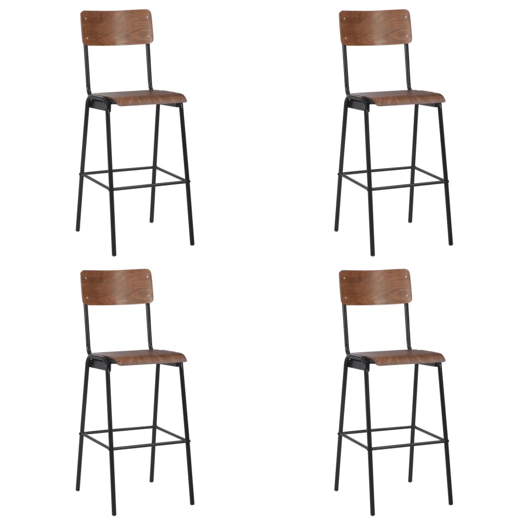 Vidaxl taburetes de cocina 4 unidades madera contrachapada y acero