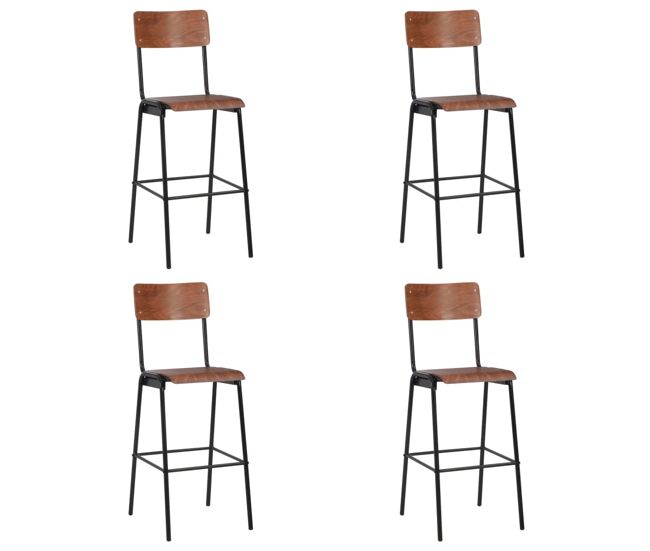 Vidaxl taburetes de cocina 4 unidades madera contrachapada y acero