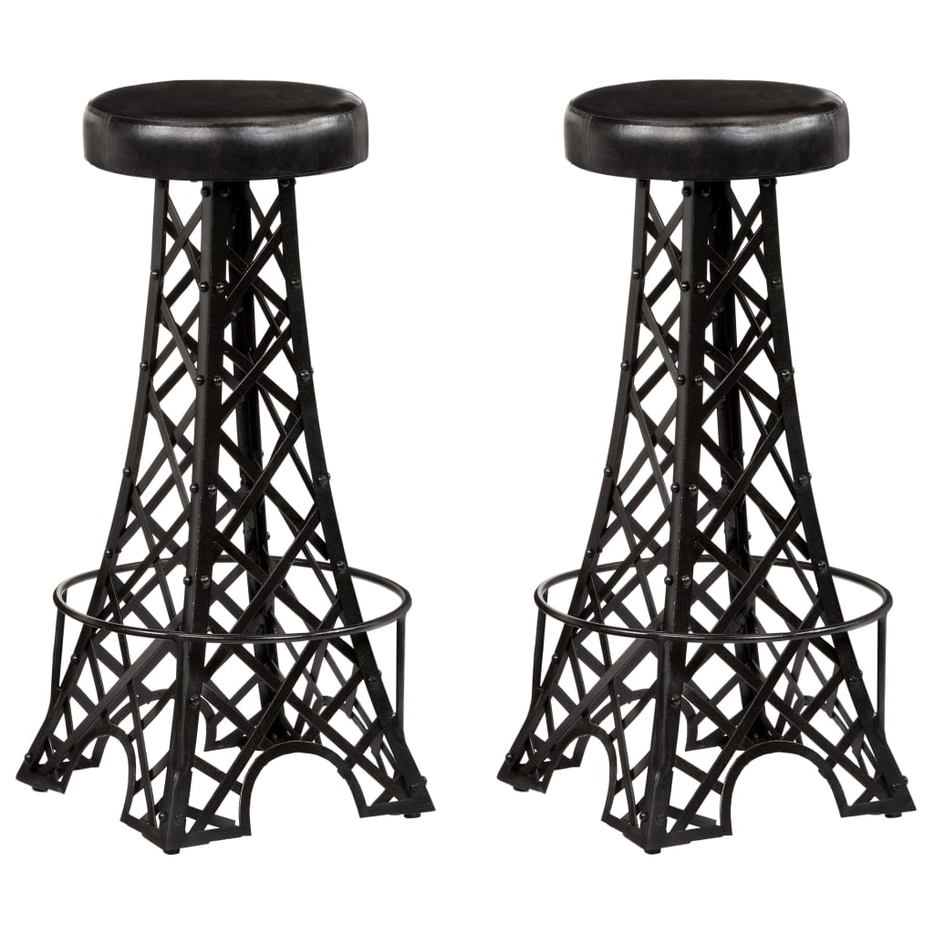 Vidaxl taburetes de barra de cocina 2 unidades cuero auténtico
