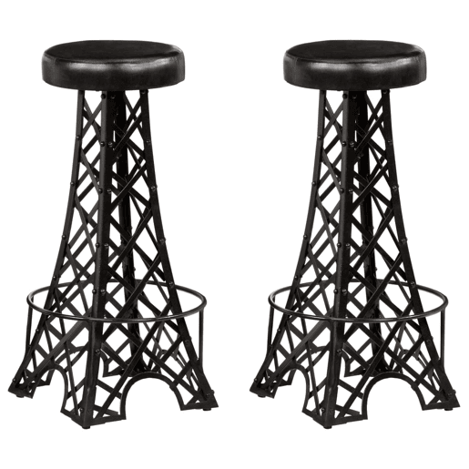 vidaXL Bancos de bar 2 pcs couro genuĂno vidaXL Bancos de bar 2 pcs couro genuĂno