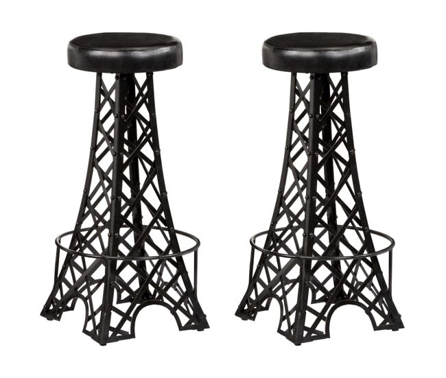Vidaxl taburetes de barra de cocina 2 unidades cuero auténtico