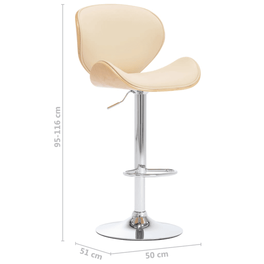 vidaXL Banco de bar couro artificial creme vidaXL Banco de bar couro artificial creme