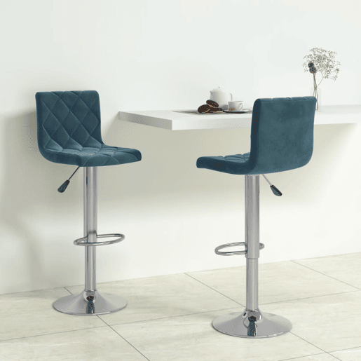 vidaXL Bancos de bar 2 pcs veludo azul
