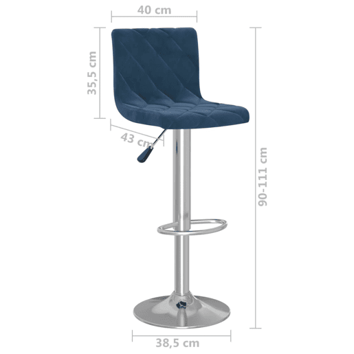 vidaXL Bancos de bar 2 pcs veludo azul