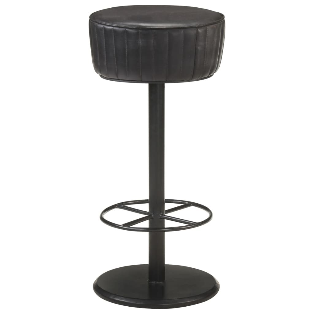 Vidaxl taburete de cocina de cuero auténtico negro