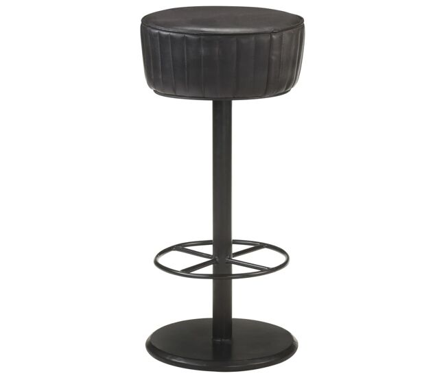 Vidaxl taburete de cocina de cuero auténtico negro