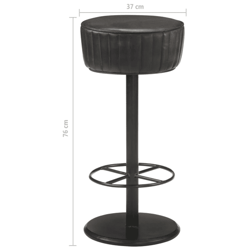 vidaXL Banco de bar couro genuíno preto