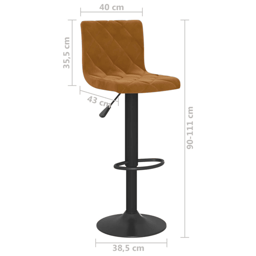 vidaXL Bancos de bar 2 pcs veludo castanho
