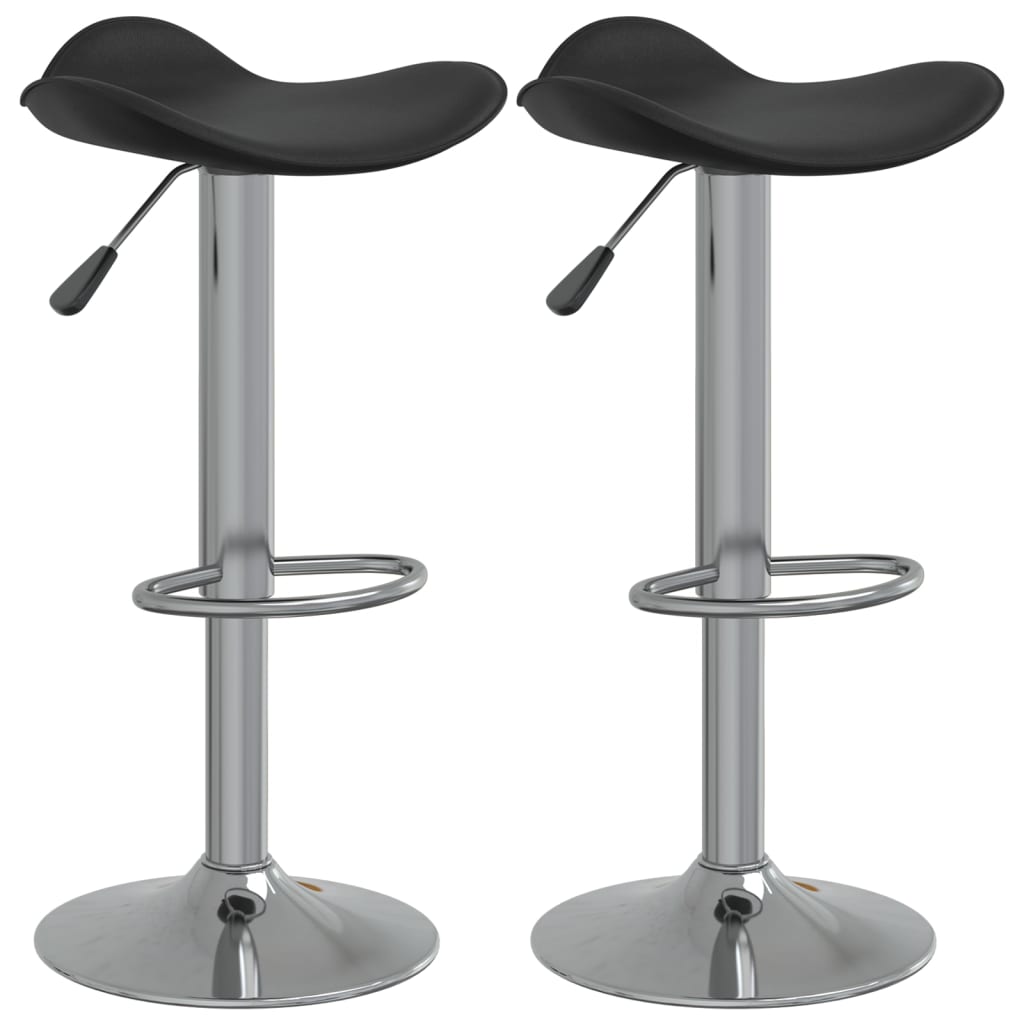 Vidaxl taburete de cocina 2 uds acero cromado cuero artificial negro
