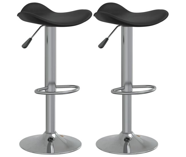 Vidaxl taburete de cocina 2 uds acero cromado cuero artificial negro