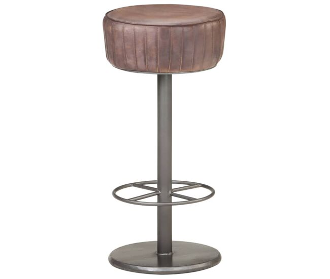 Vidaxl taburete de cocina de cuero auténtico marrón envejecido