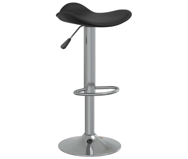 Vidaxl taburete de cocina de acero cromado y cuero artificial negro
