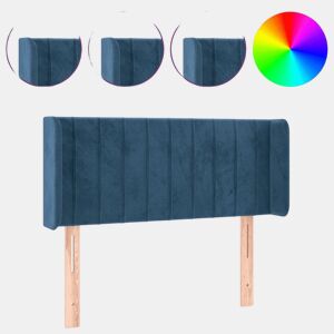 vidaXL Cabeceira de cama c luzes LED veludo 83x16x7888cm azul-escuro