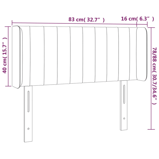 vidaXL Cabeceira de cama c luzes LED veludo 83x16x7888cm azul-escuro
