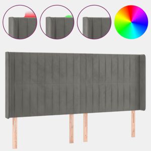 vidaXL Cabeceira cama c luzes LED veludo 183x16x118128cm cinza-claro